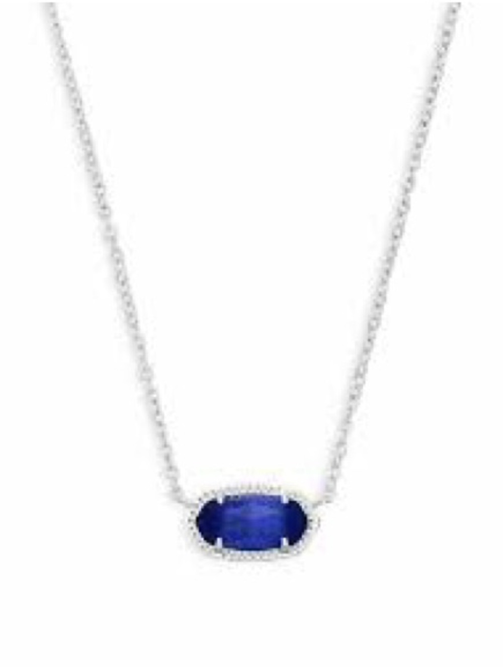 Kendra Scott Elisa Silver Pendant Necklace in Cobalt Cat’s Eye NWT